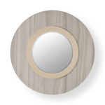 Lens Circular Wall Sconce - Matte Ivory / Grey Wood