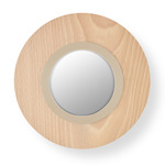 Lens Circular Wall Sconce - Matte Ivory / Natural Beech