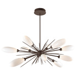 Fiori Oval Starburst Chandelier - Flat Bronze / Fiori White