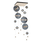 Abacus Square Multi Light Pendant - Soft Gold / Cool Grey