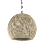 Augustine Outdoor Sphere Pendant - Matte Black / Seagrass Wicker