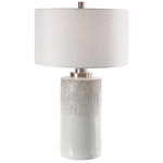 Georgios Table Lamp - Aged White Ceramic / White Linen