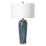 Maira Table Lamp - Blue / White Linen