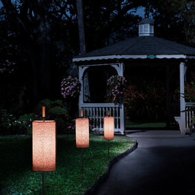 Lagoon Cylinder Outdoor Floor Lamp with Picket Base