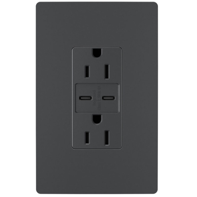 15 Amp Outlet / Ultra Fast Type C/C USB Port by Legrand Radiant