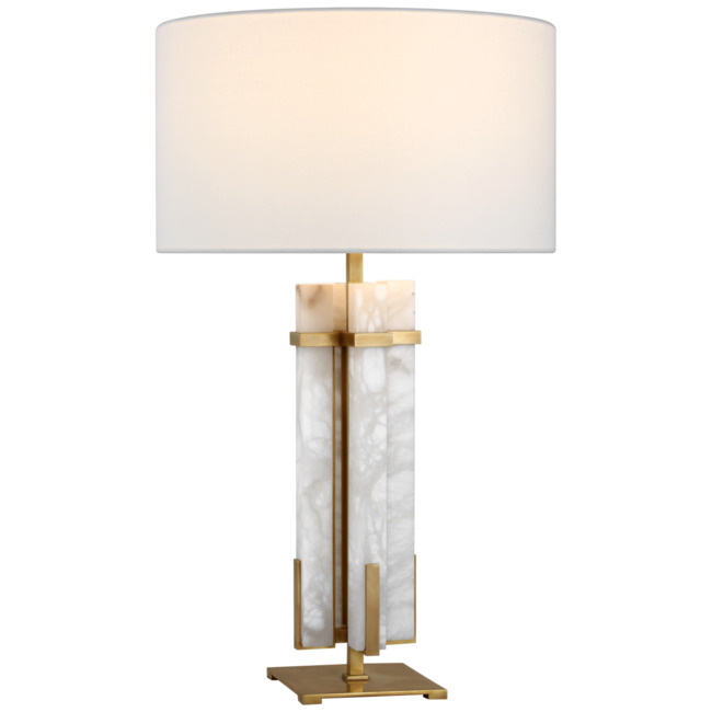 Thomas O'Brien Lyra Buffet Lamp in Hand-Rubbed Antique Brass and Cryst