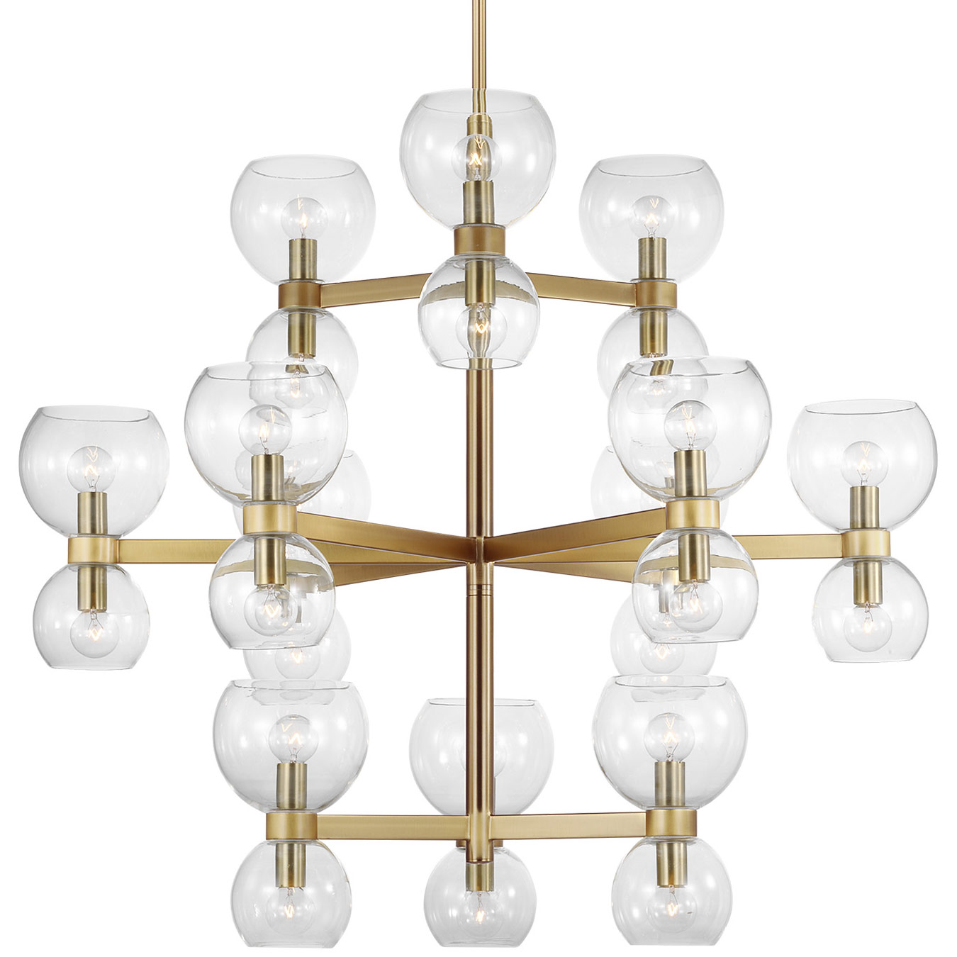 Visual Comfort Studio KSC10018BBSCG Londyn Contemporary Burnished Brass  with Clear Glass Hanging Chandelier