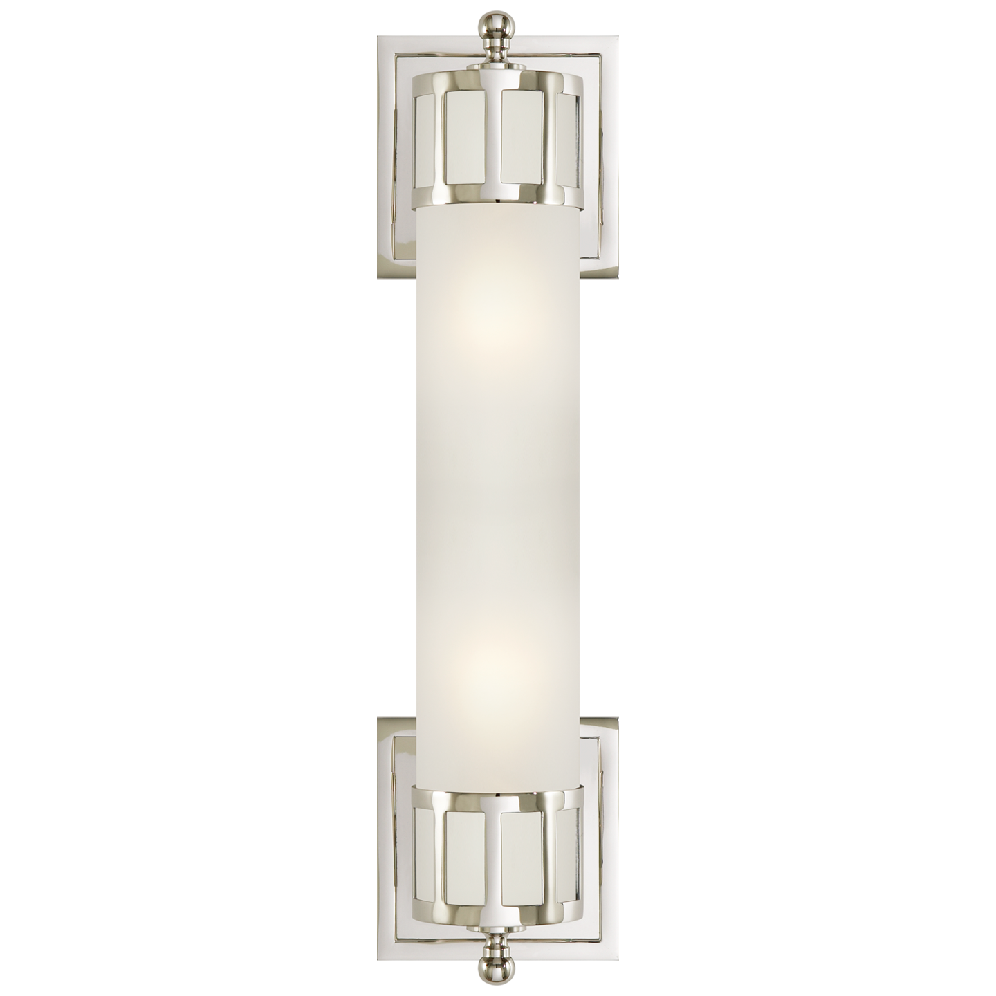 Visual Comfort Signature Openwork Long Sconce in Hand-Rubbed Antique Brass  with Frosted Glass