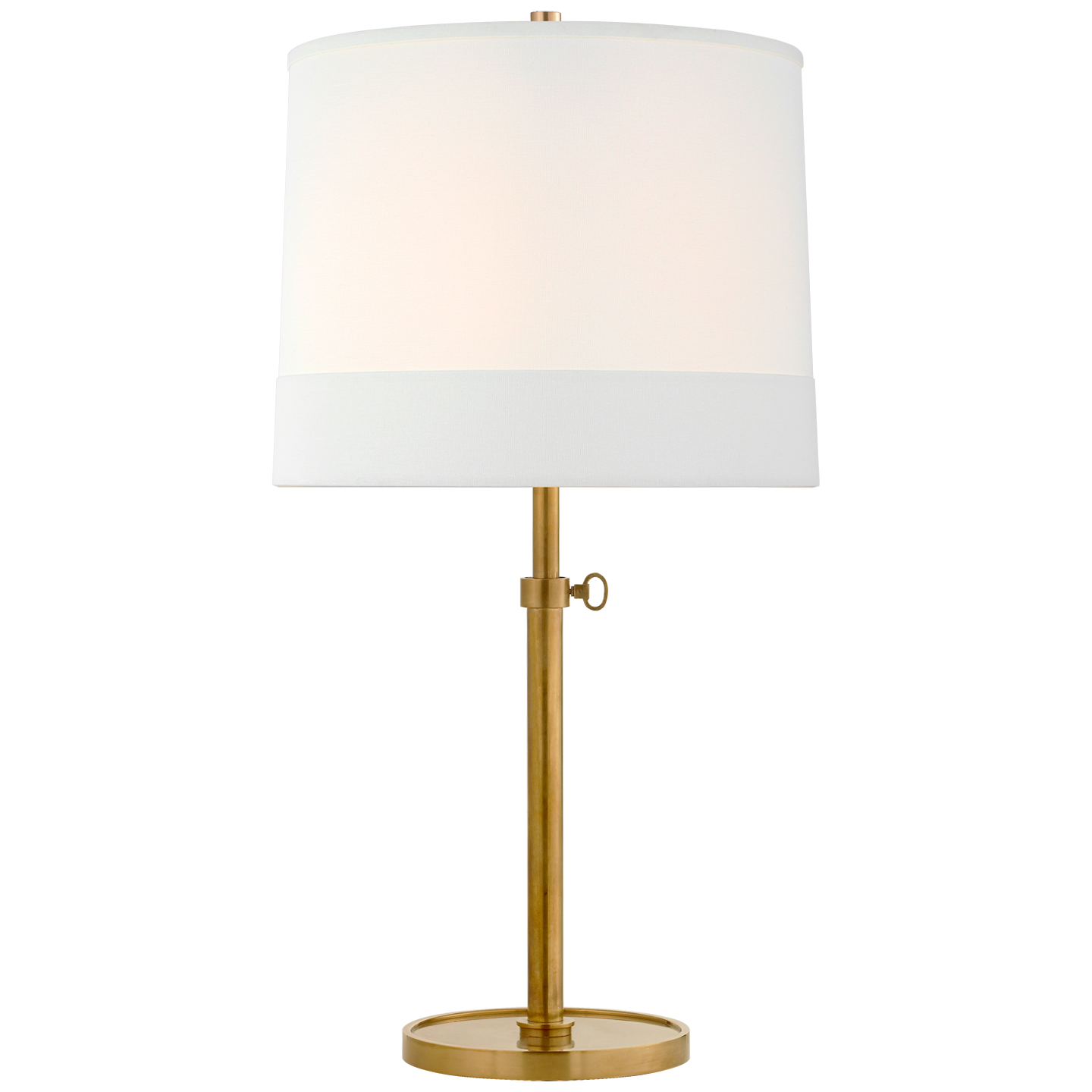 Visual Comfort Simple Adjustable Floor Lamp with Silk Scalloped Shade -  Soft Brass