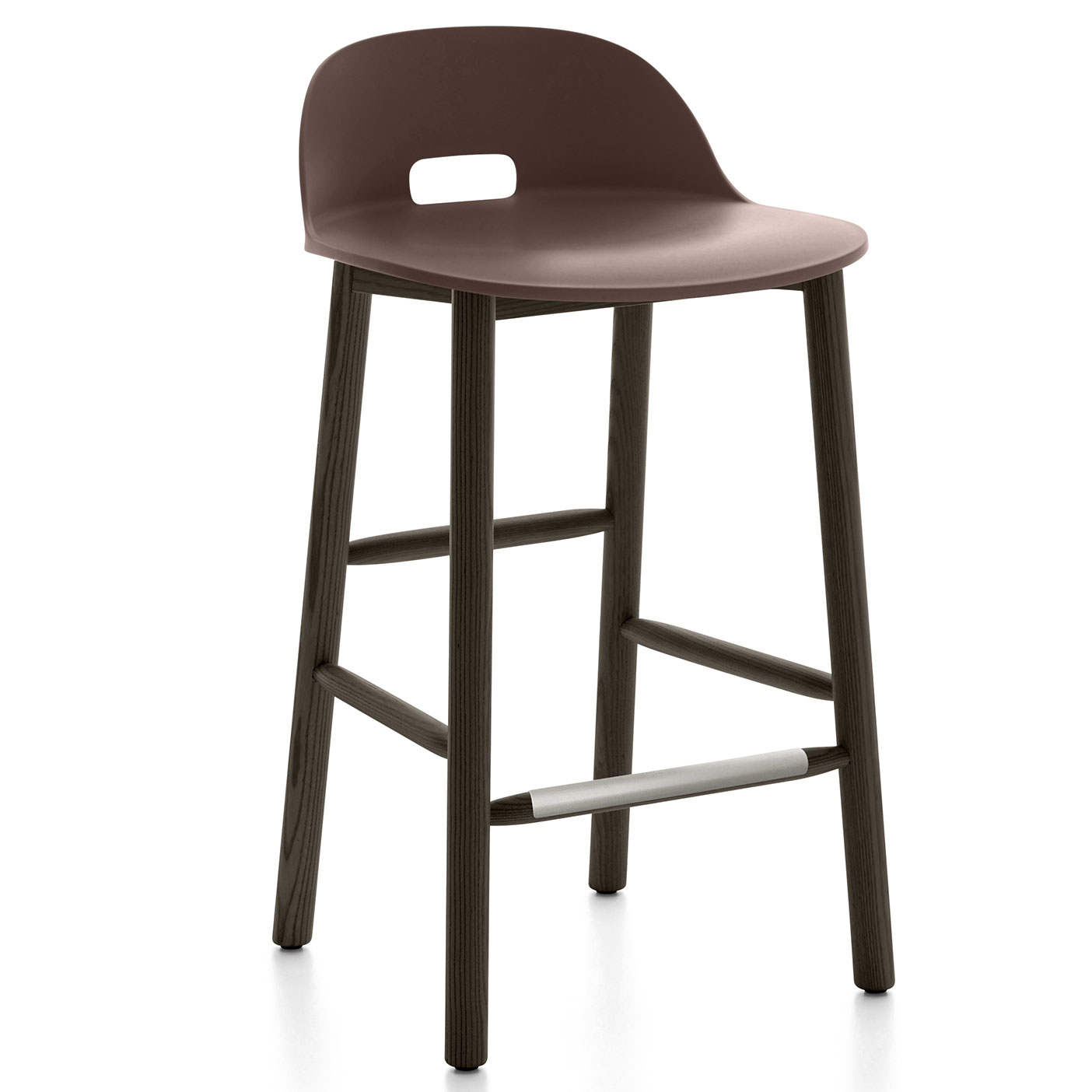 Alfi Low Back Bar/ Counter Stool by Emeco | ALFI24DALDARKBROWN | EMC1259253