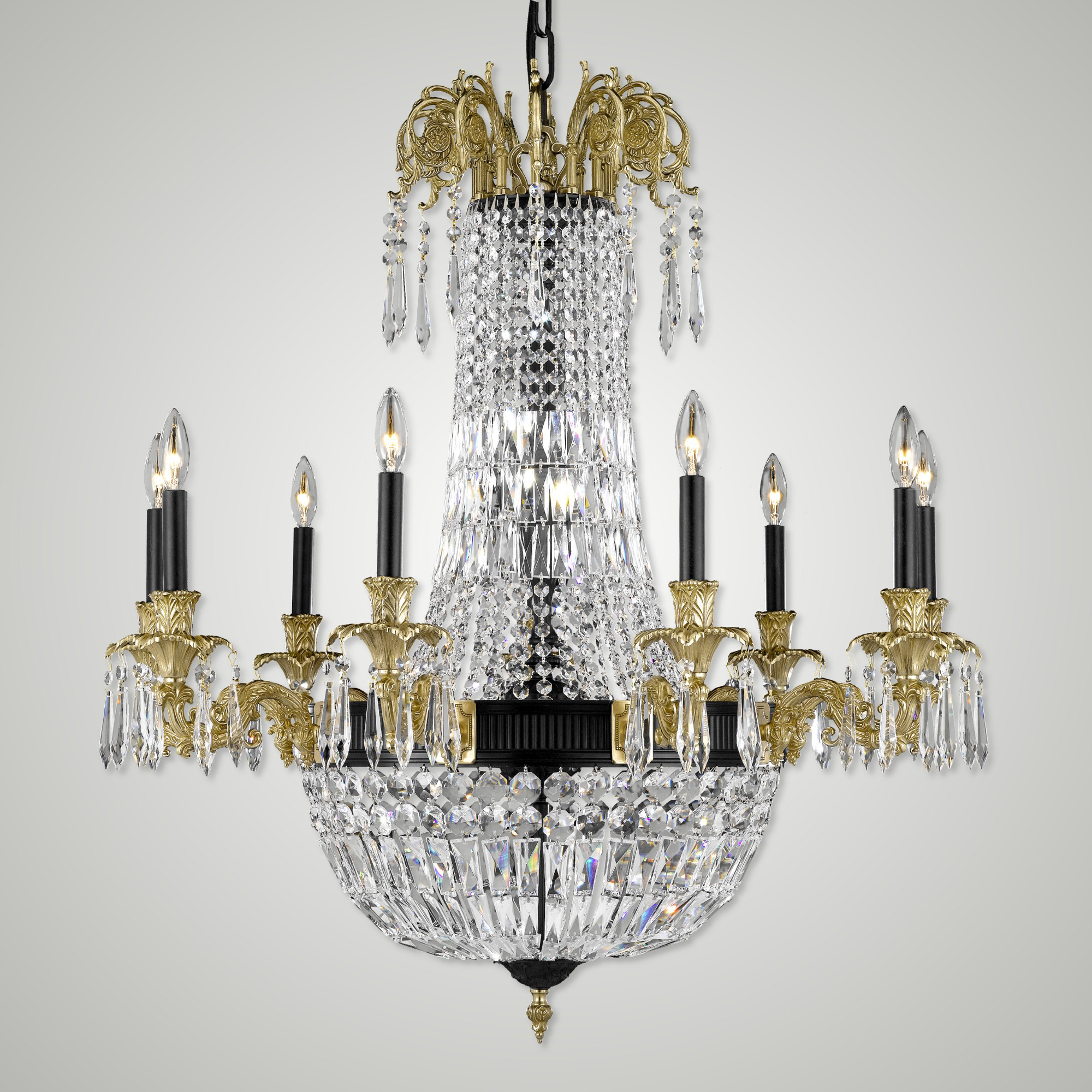 Finisterra Chandelier by American Brass & Crystal, CH2143-P-05S-16G-ST