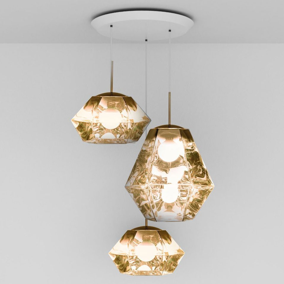 Cut Mix Trio Multi Light Pendant By Tom Dixon Cus01go Pusm1