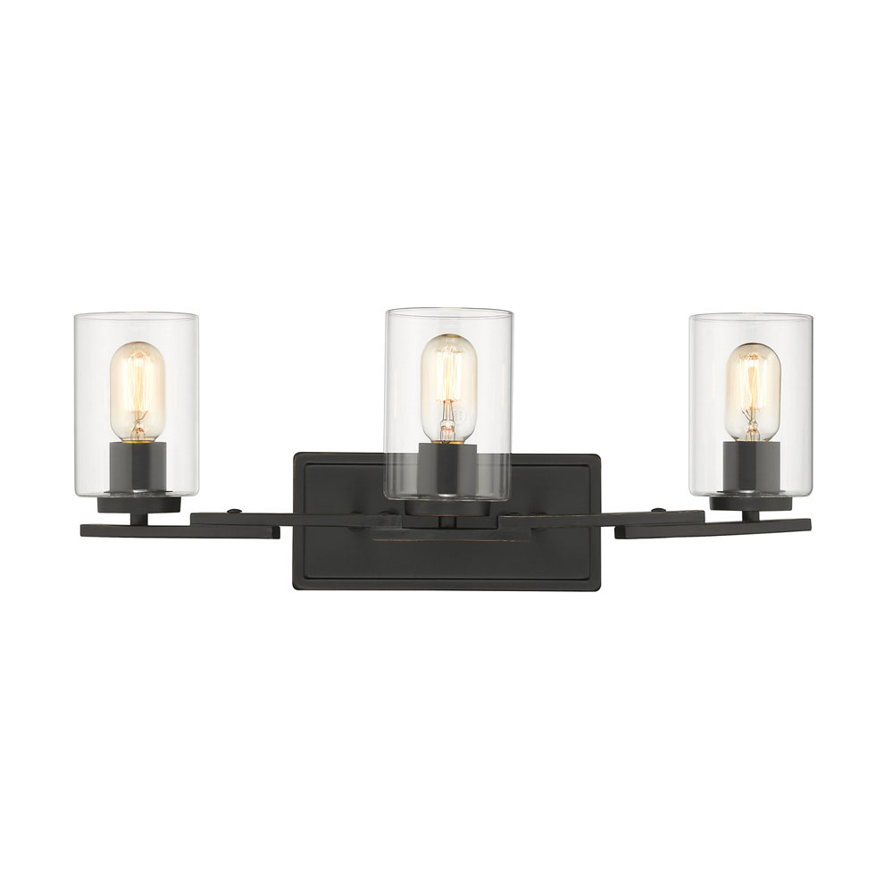 Monroe Bathroom Vanity Light by Golden Lighting | 7041-BA3 BLK-CLR ...